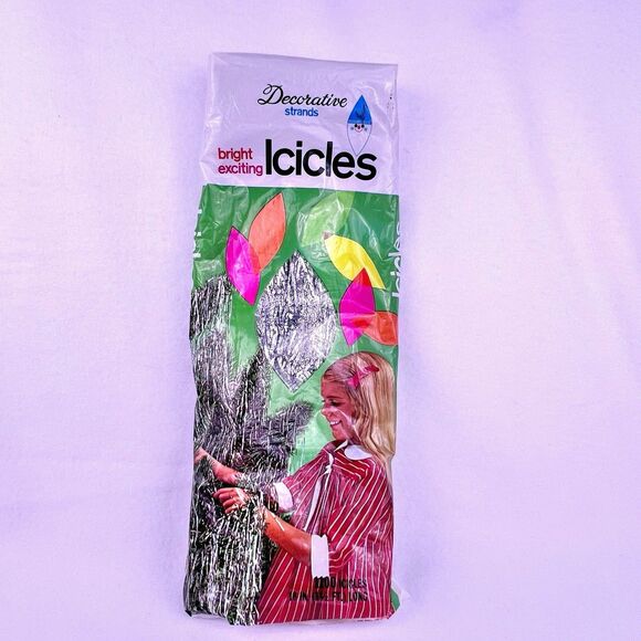 VTG Christmas Tree Silver Tinsel 1100 Icicles Doubl-Glo 18" Long New Open Wrap - Picture 1 of 13